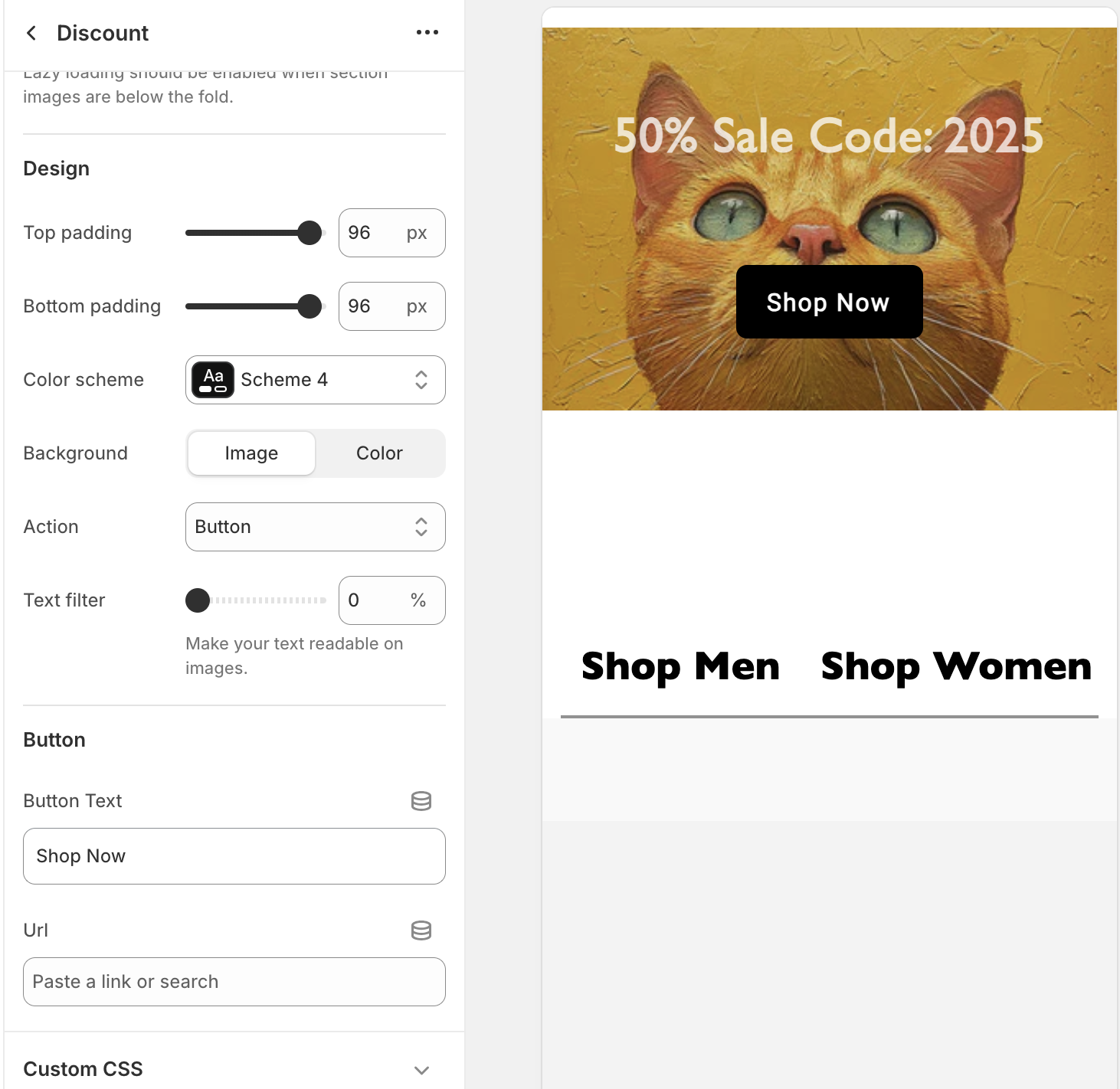 Shopify discount section design