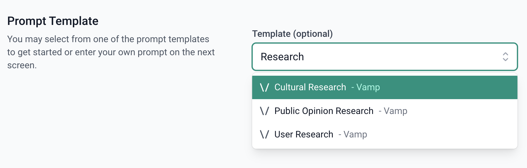 screenshot of Guide creation Prompt Template section