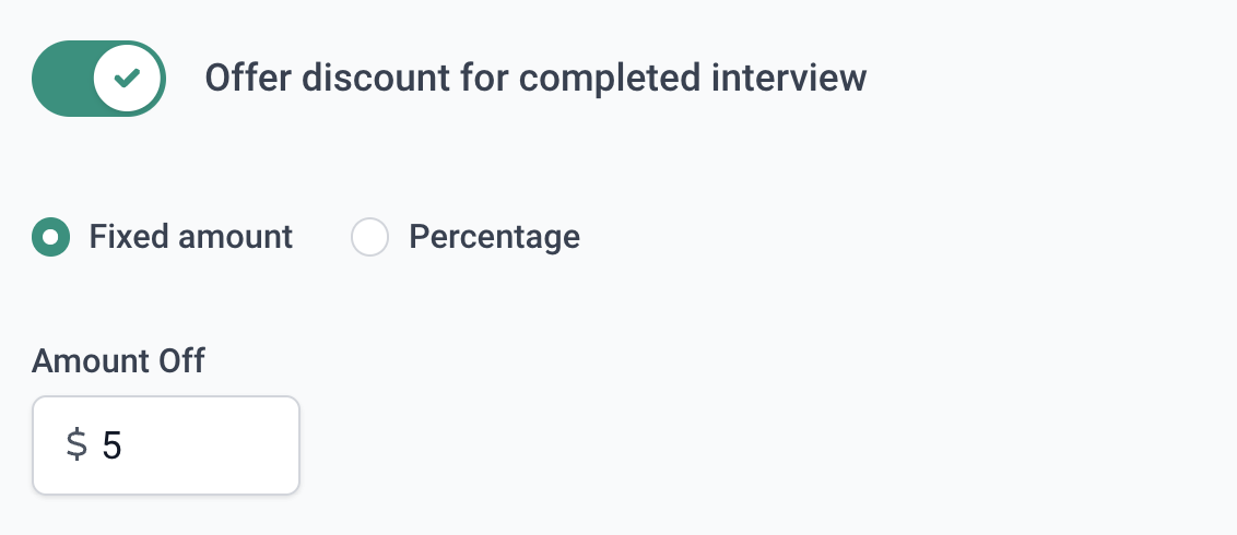 screenshot of discount section when creating Guide with Shopify app