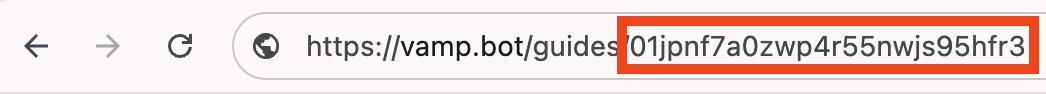 screenshot of browser address bar with Guide ID highlighted