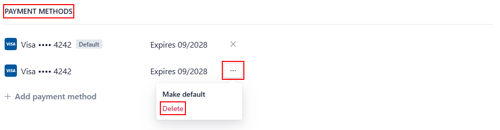 The “More options” button and the “Delete” option.