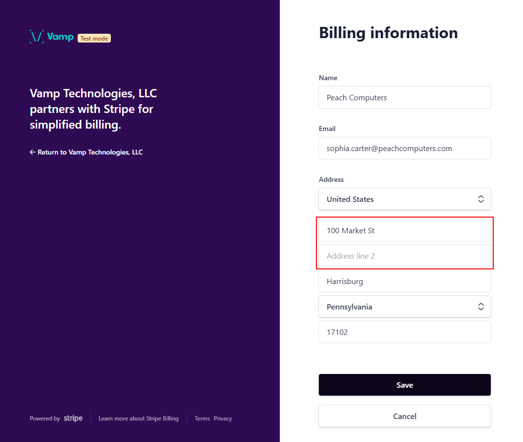 The “Address line 1” and “Address line 2” fields.