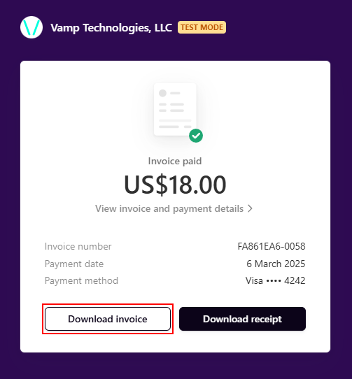 The “Download invoice” button.