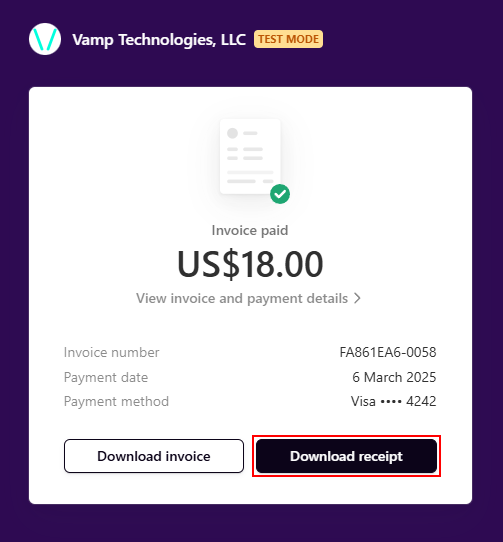 The “Download receipt” button.