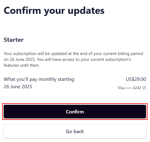 The “Confirm” button.