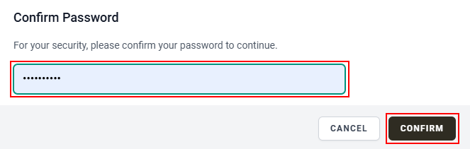 The “Confirm Password” pop-up.