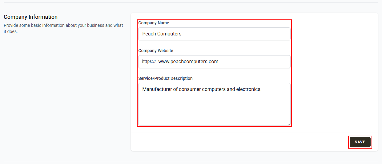 The “Company Information” section.