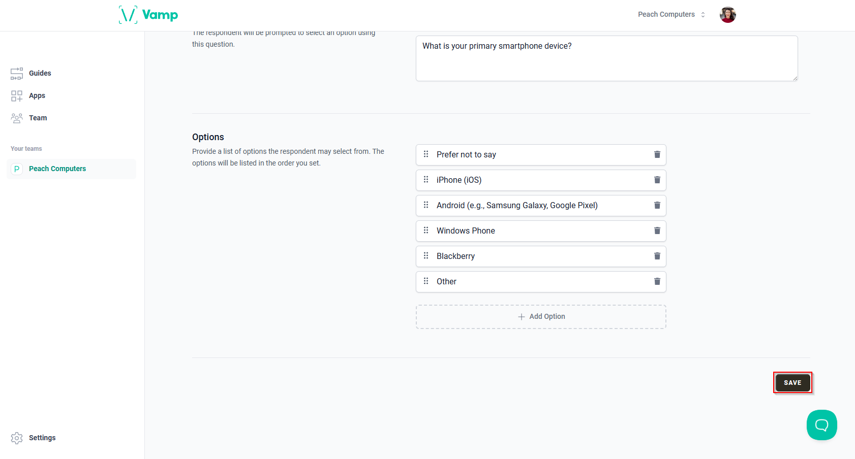 The “Save” button in the “Create New Demographic” form.