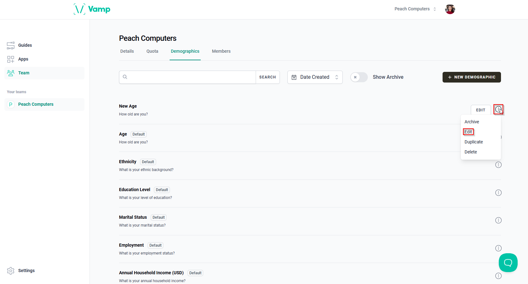 The “More options” icon (three vertical dots) and the “Edit” option.