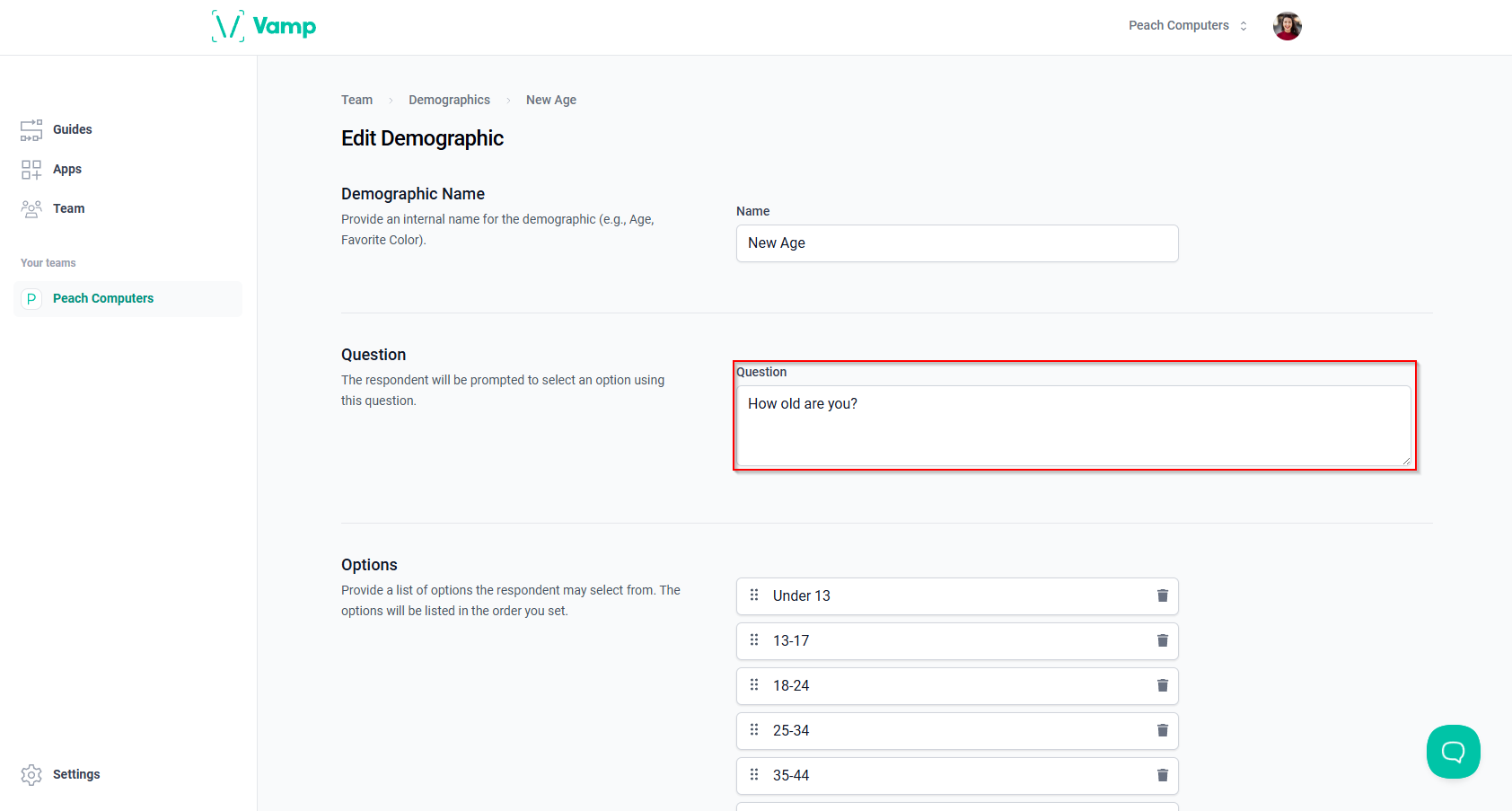 The “Question” field.