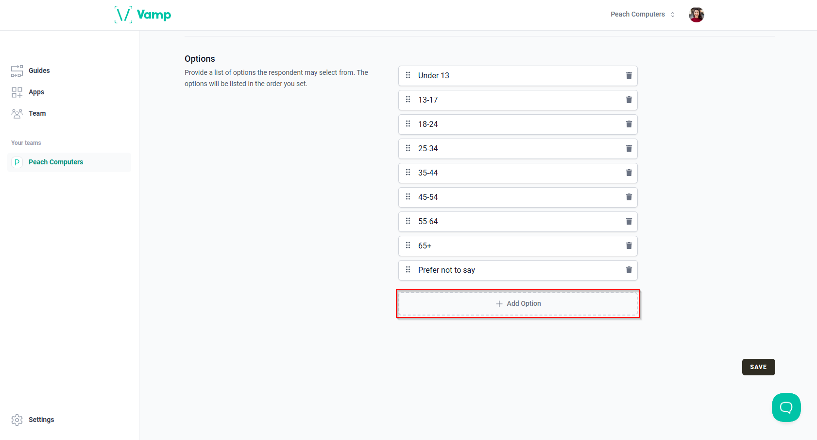 The “+ Add Option” button.