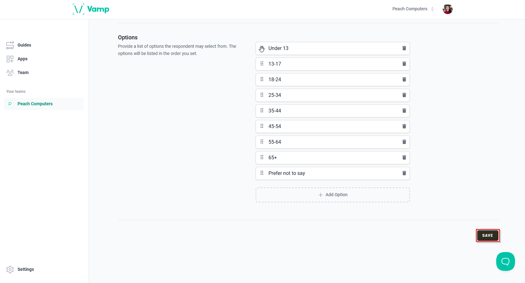 The “Save” button.