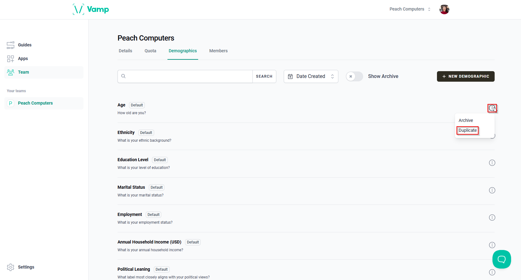 The “More options” icon and the “Duplicate” option. 