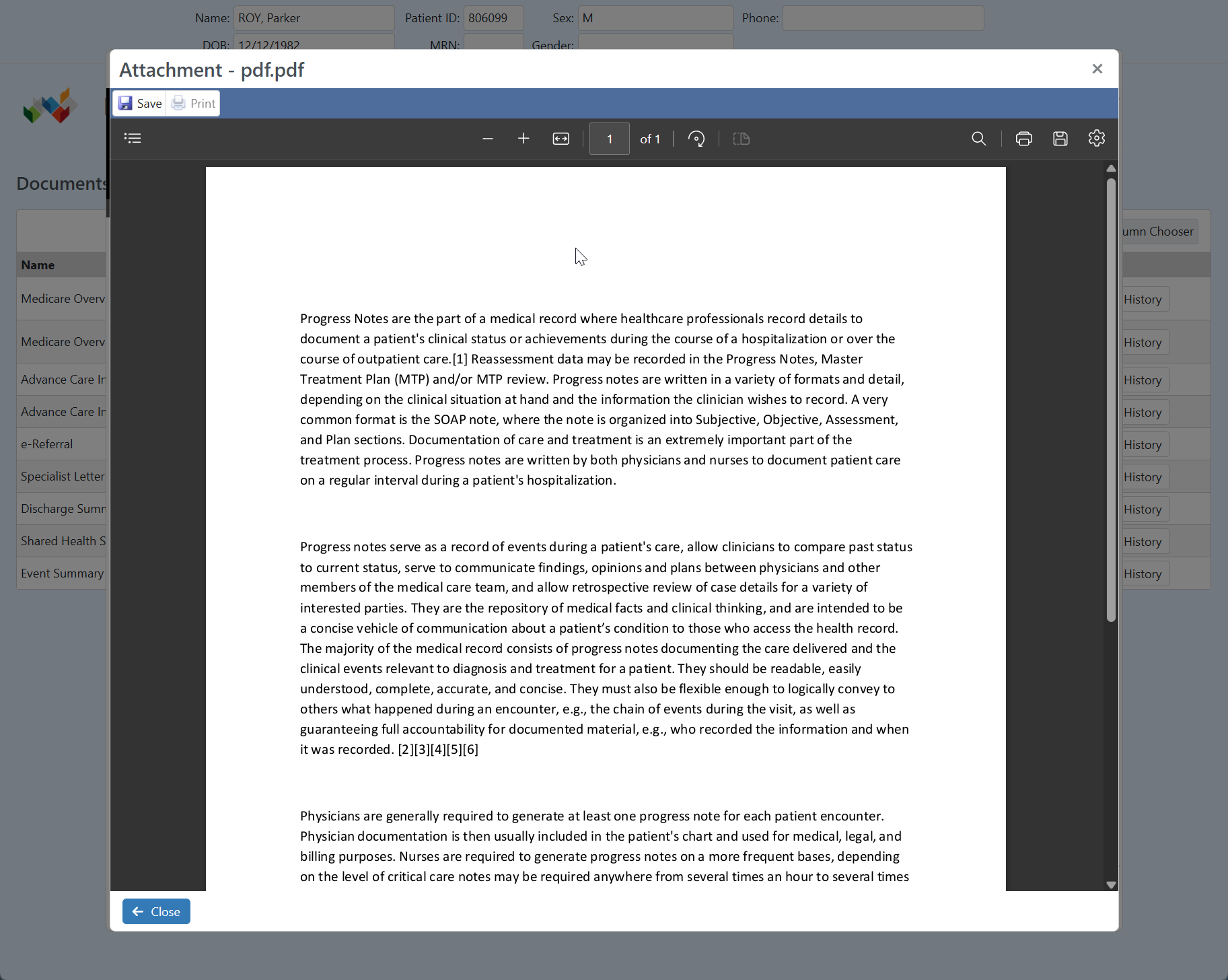 Attachment hyperlink within a document