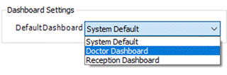 Title: User Preferences screen showing Default Dashboard field - Description: User Preferences screen showing Default Dashboard field