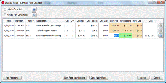 Title: Rules screen with New Fees Now Editable mode active showing an edited fee value - Description: Rules screen with New Fees Now Editable mode active showing an edited fee value