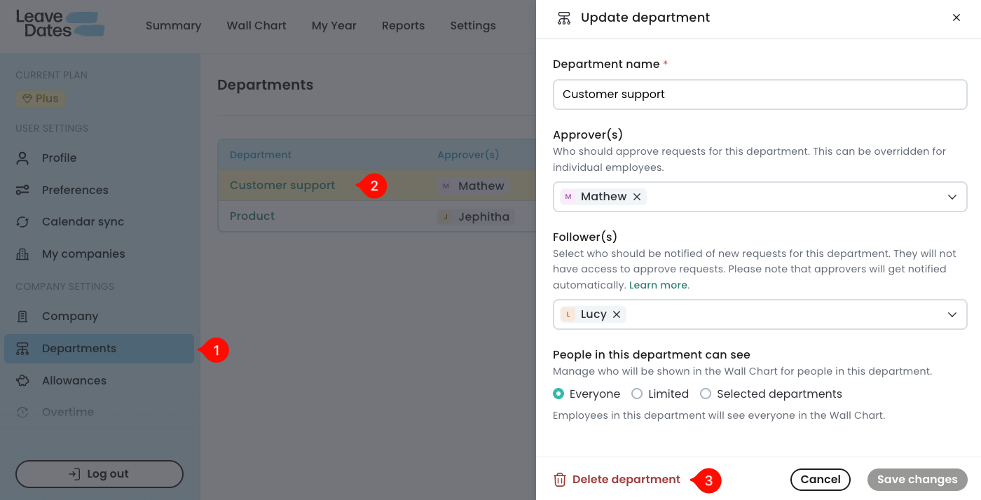 Delete a department.