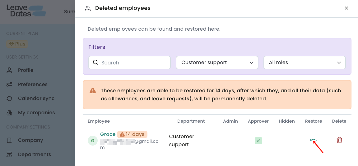 Restore deleted profile before expiry of 14 days grace period.