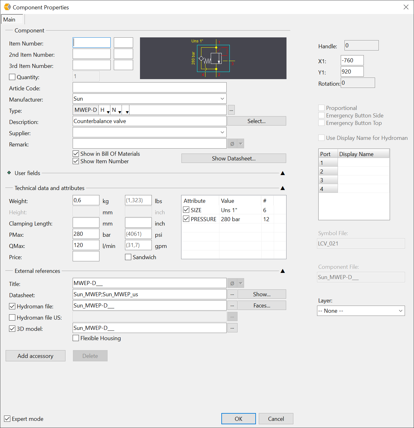 MWEP component properties