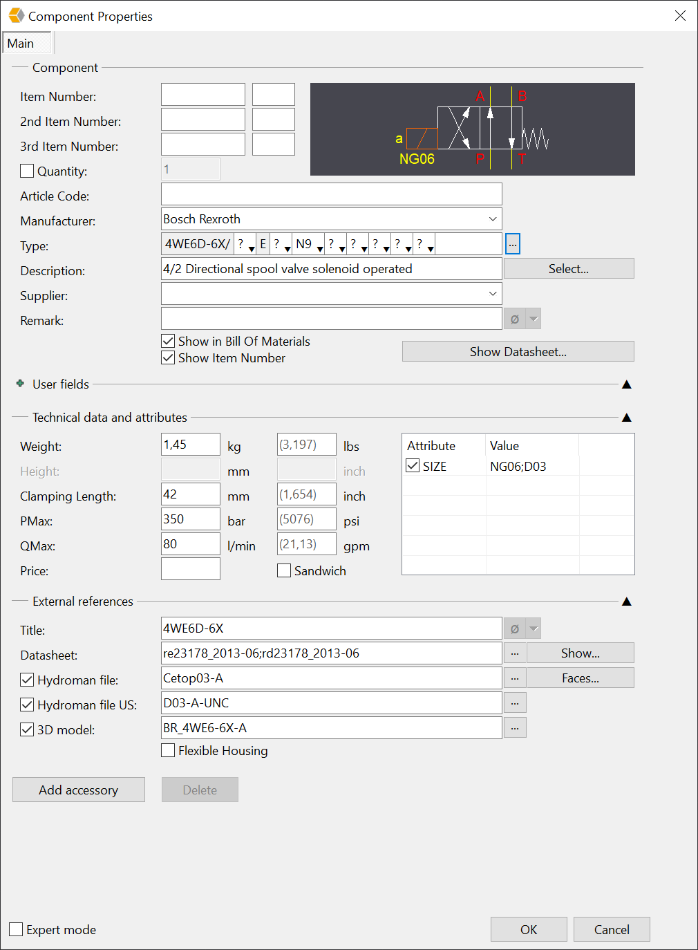 Component properties