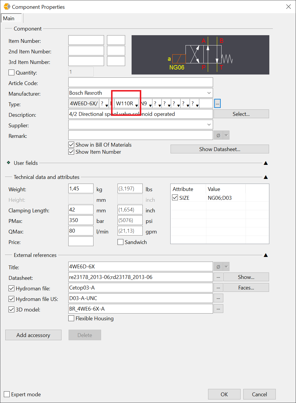 Component properties