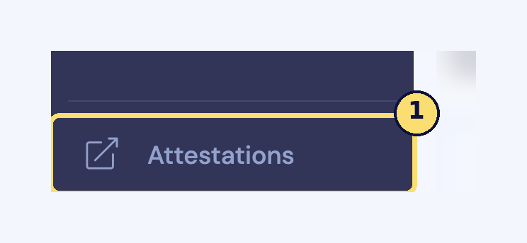 Capture du bas du menu de gauche du logiciel : le lien Attestations (1).