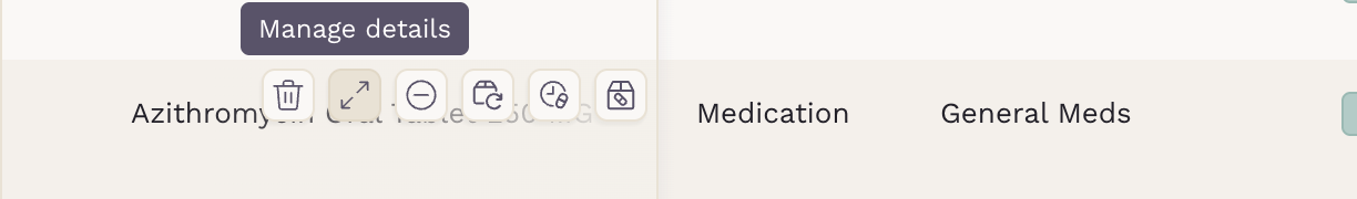 Manage details button on a lot row