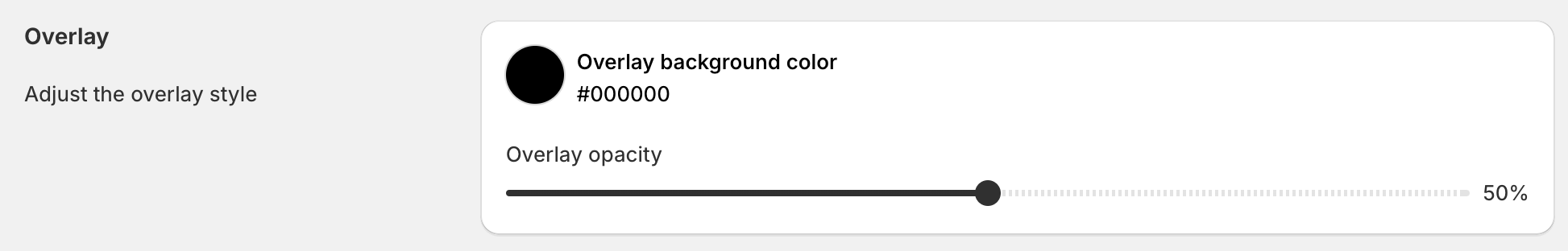 Size chart overlay settings