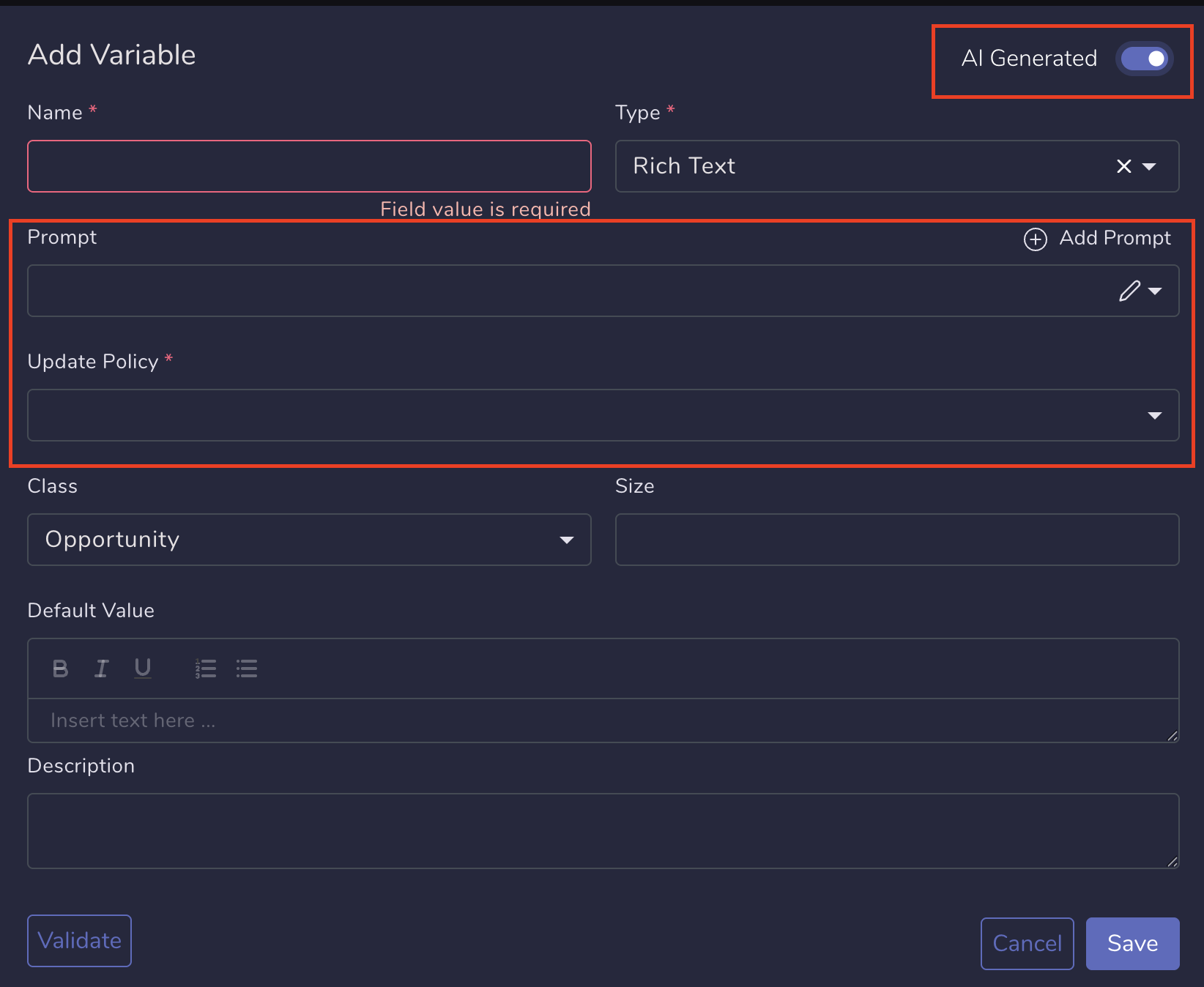 Turning on this toggle exposes additional configuration options.