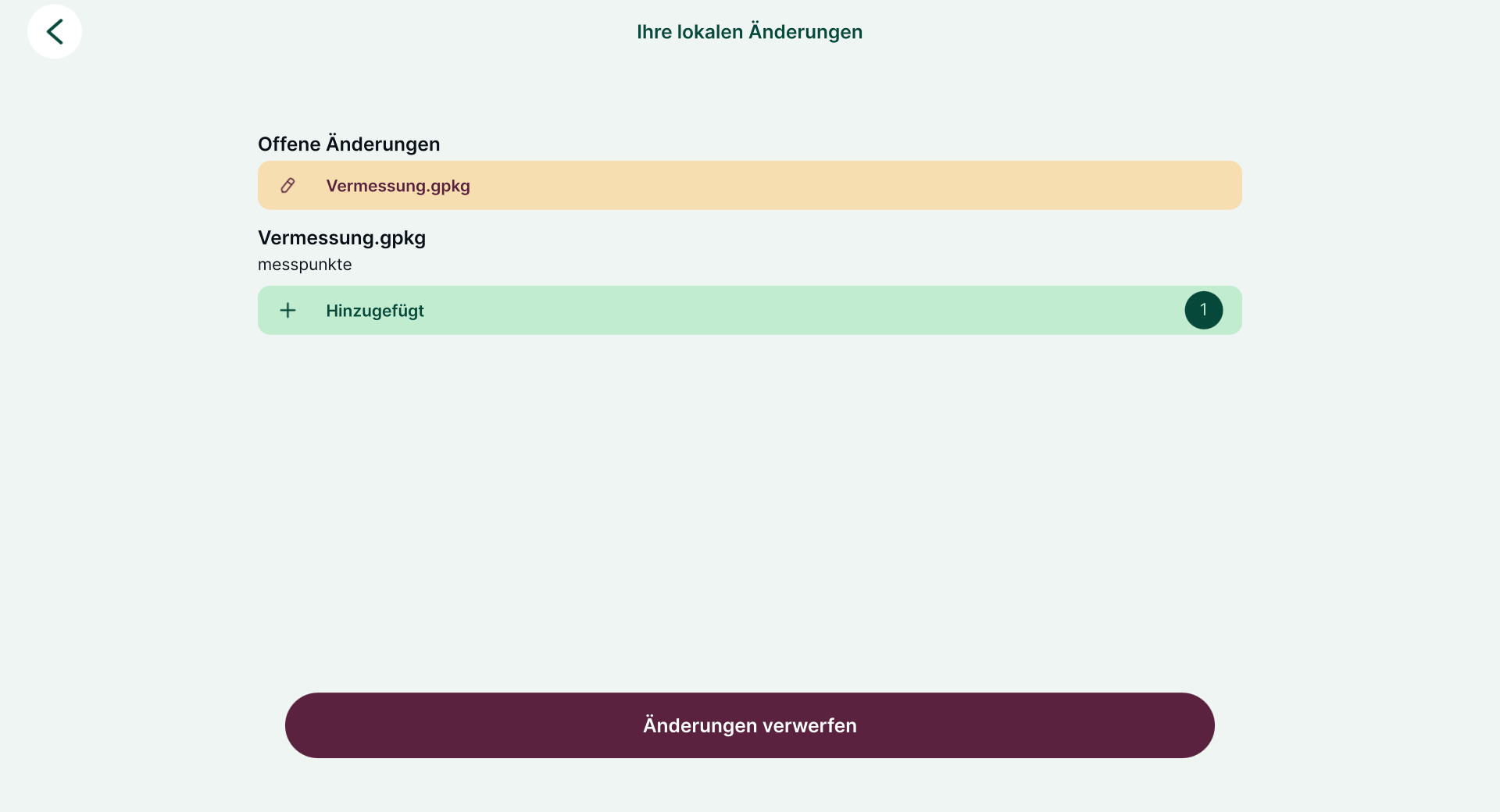 Ihre lokalen Änderungen: ein hinzugefügter Messpunkt