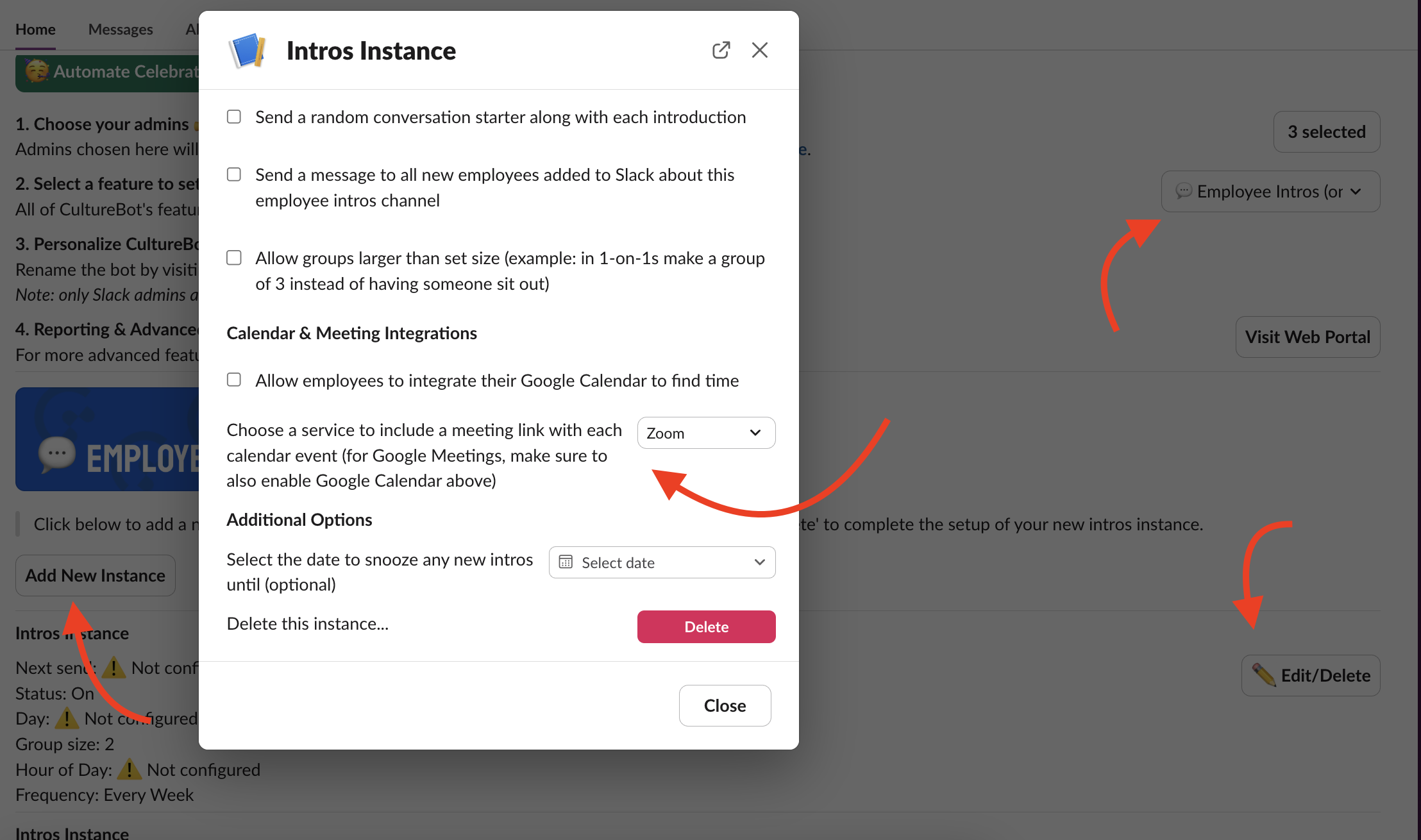 Setup Zoom Integration with CultureBot to make employee introductions easy with Zoom.