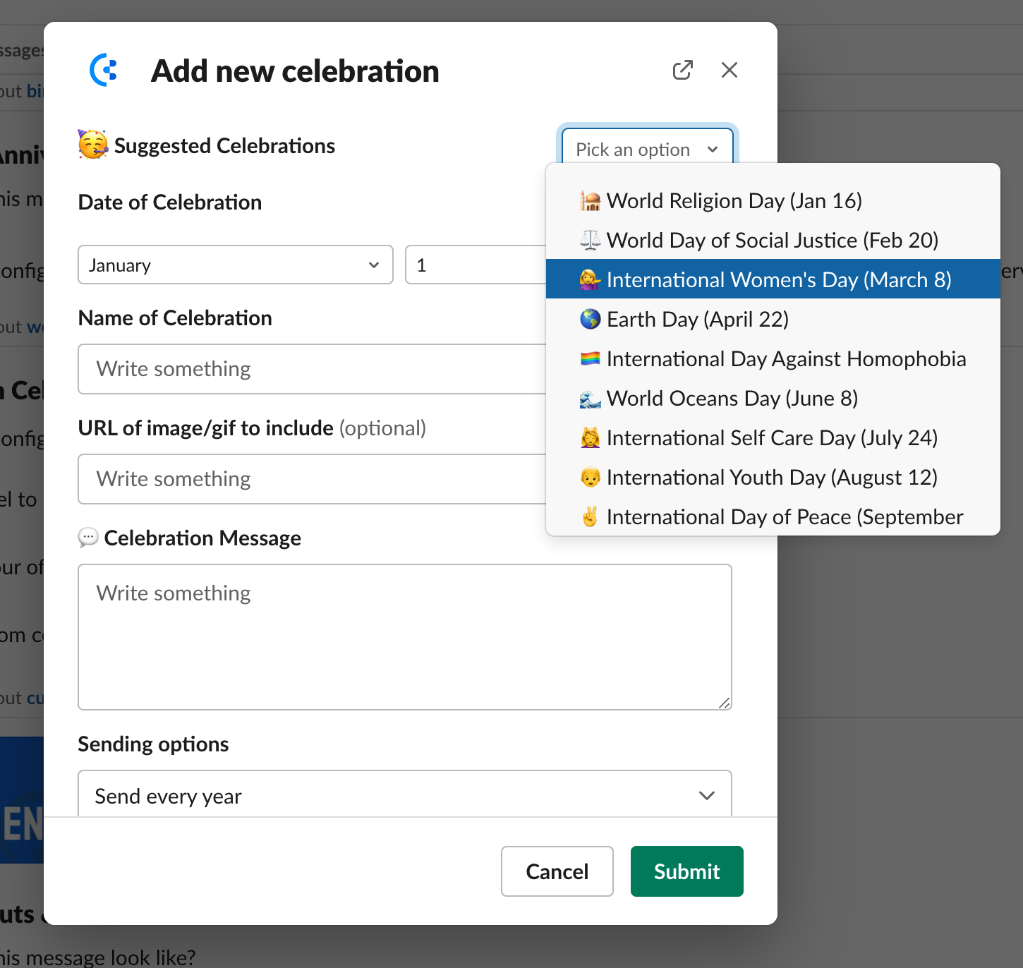 Setting up a custom celebration in Slack or Teams with Culturebot