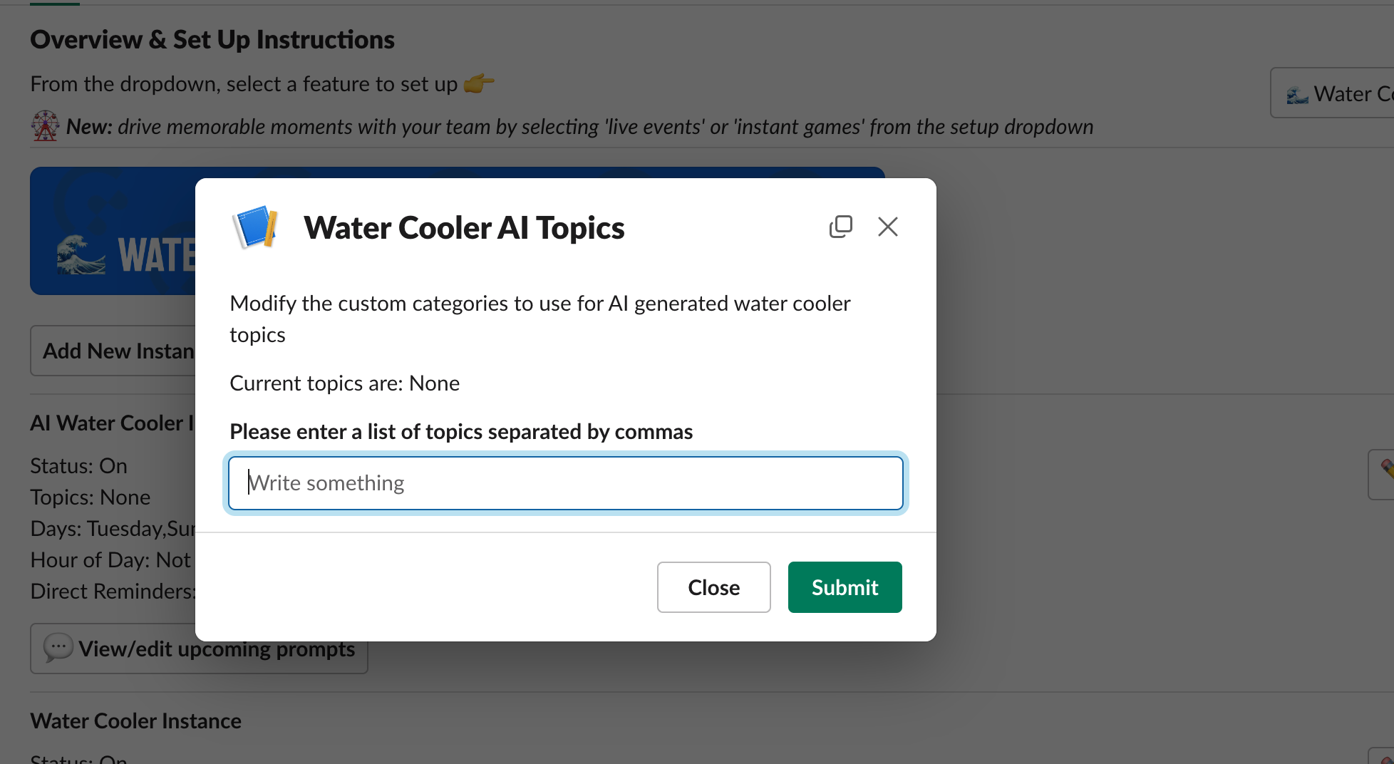Drive Water Cooler Topics in Slack with AI, Screenshot Shows Step by Step, Step 3