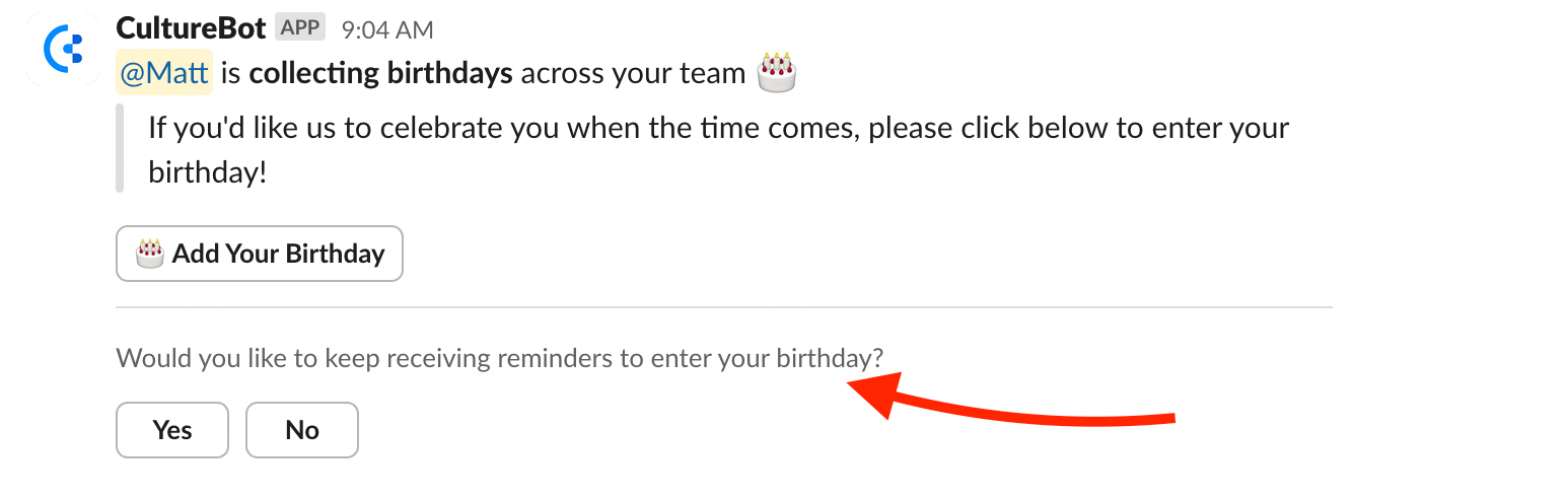 How to opt out of CultureBot birthday and anniversary reminders