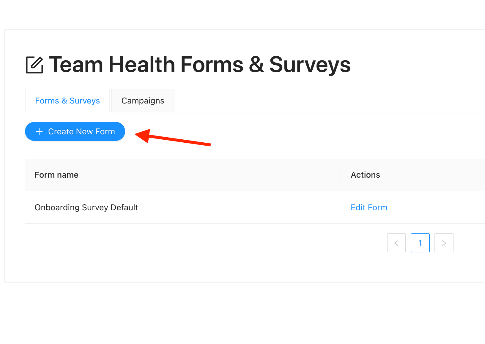 Click the 'create new form' button to begin writing your questionnaire/survey questions.