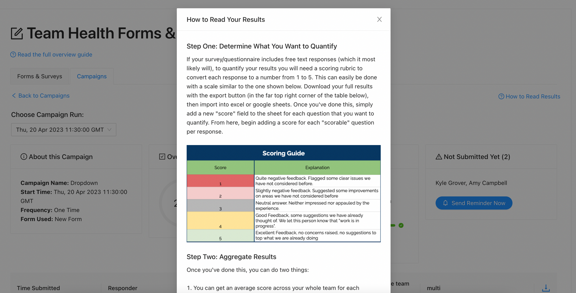 CultureBot Screenshot How To Read Survey Results Help Guide