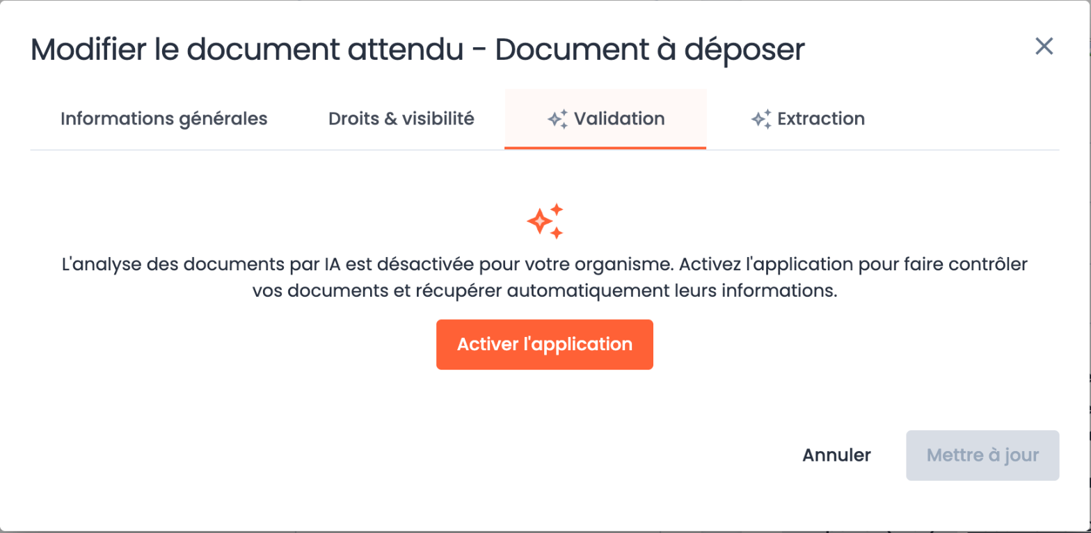 Invitation à activer l'application