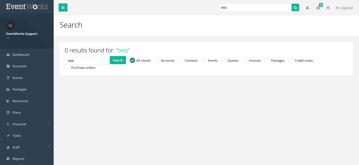 Full search results page