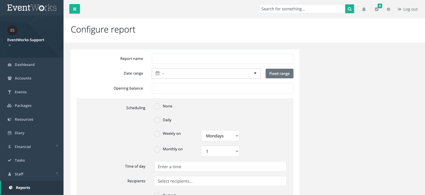 Cash flow report