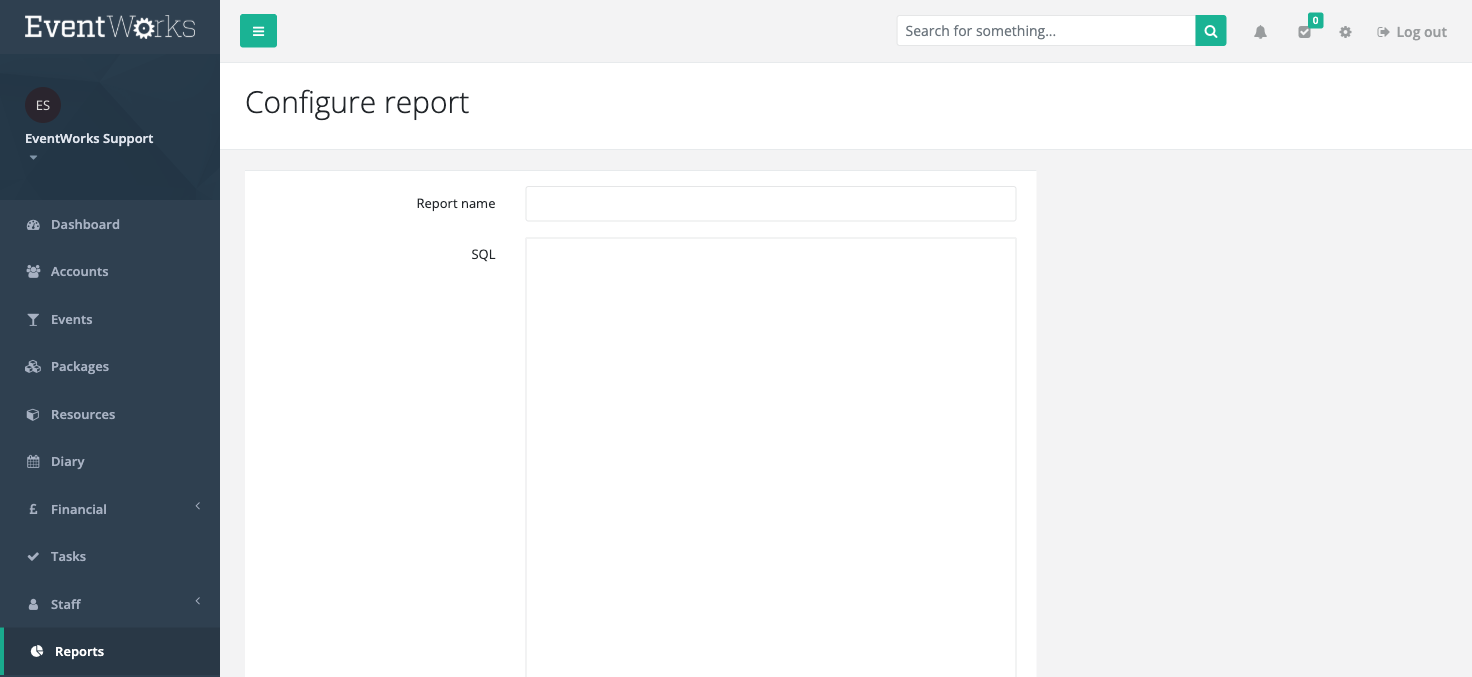 Custom SQL report configuration