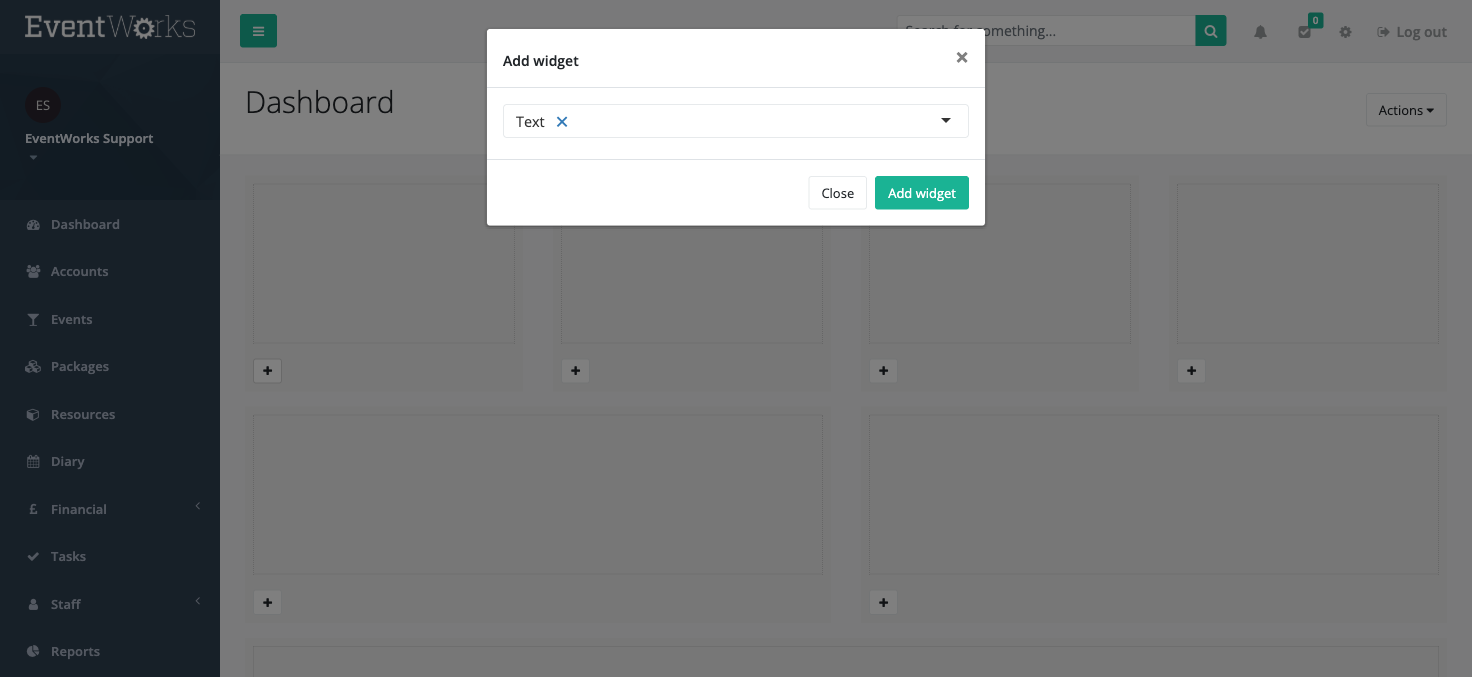 Add widget modal