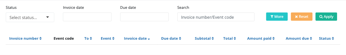 Account invoices tab