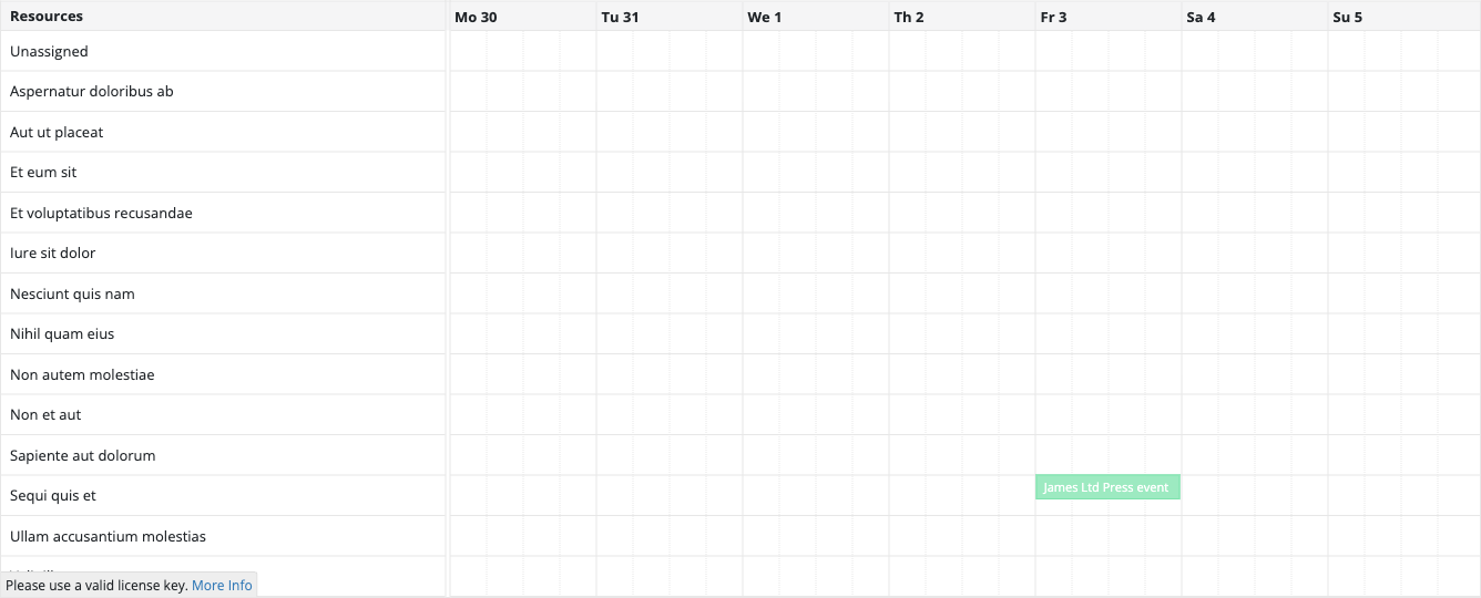 Resource diary view