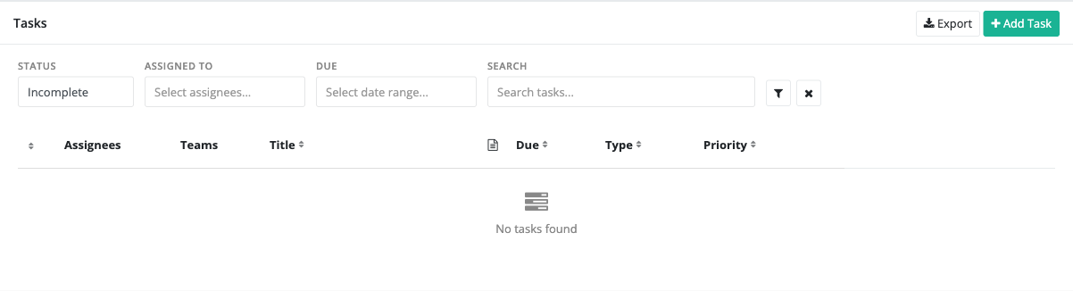 Event tasks tab