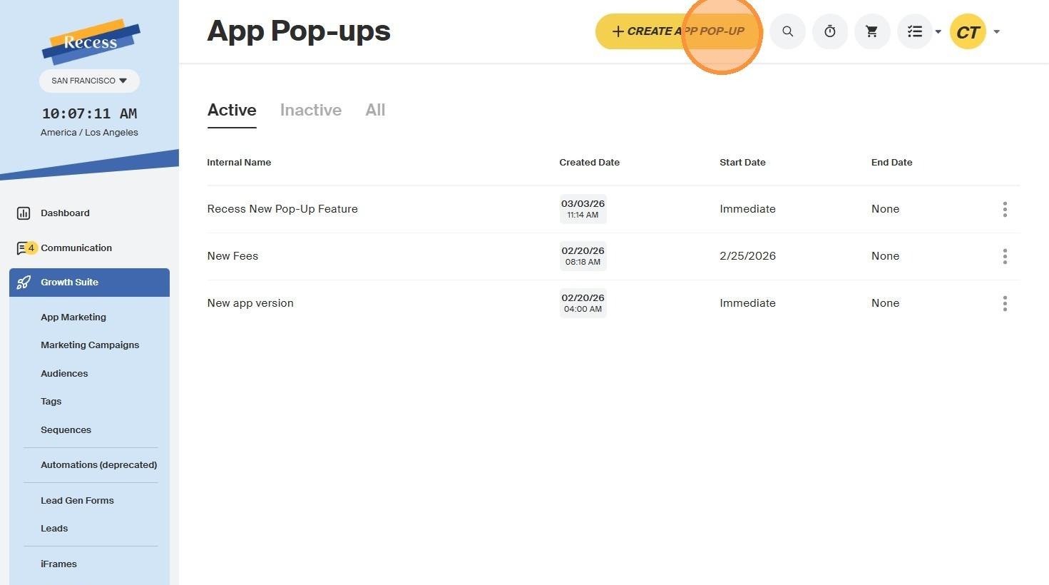 Client App Pop ups - Recess Help Center