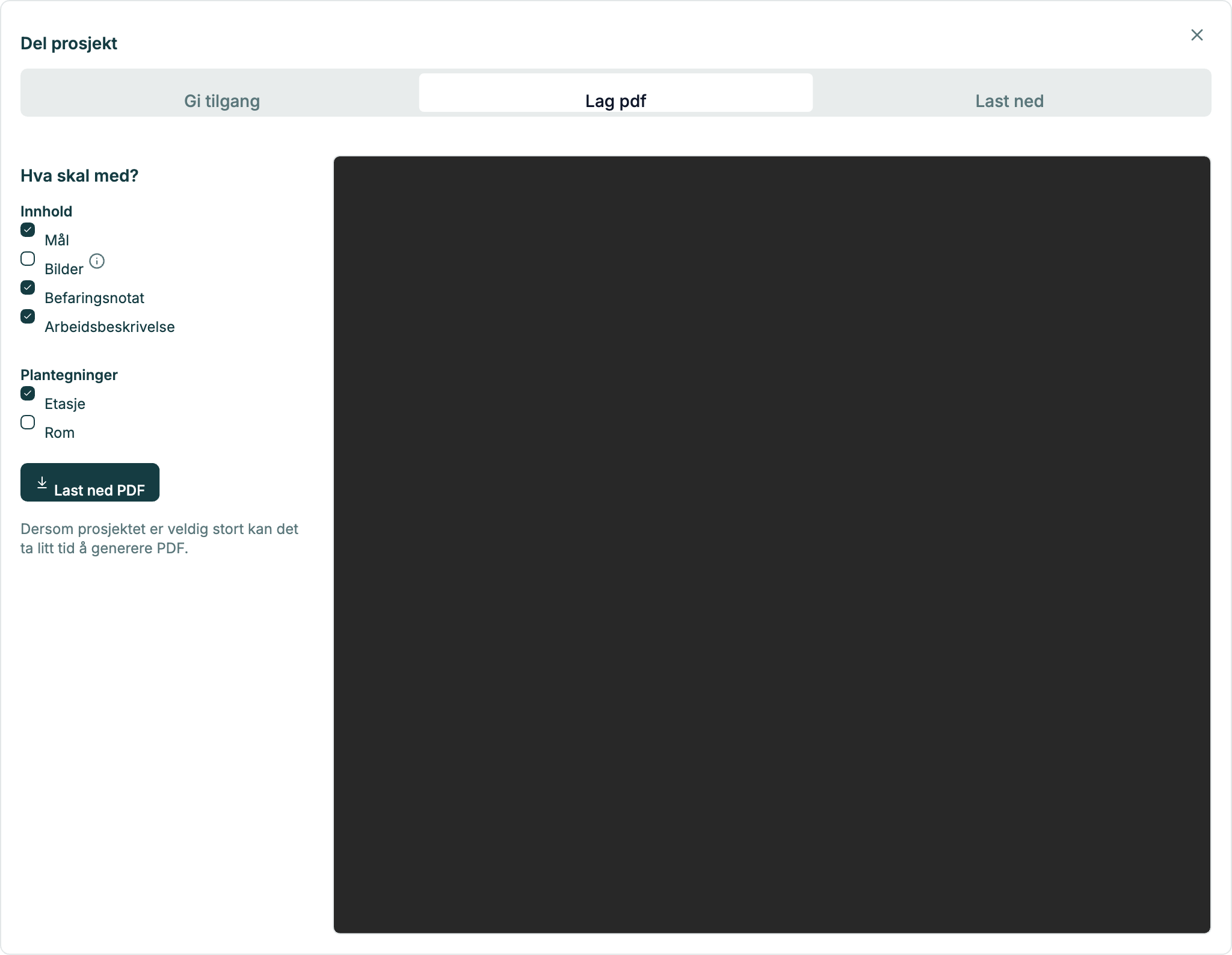 Del prosjekt — Lag PDF-rapport