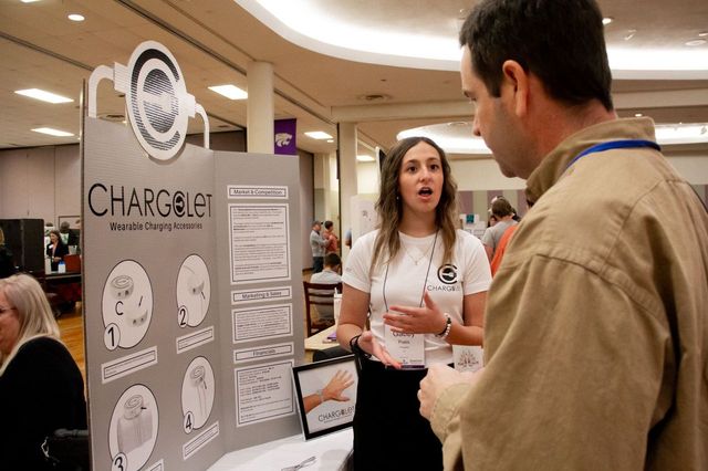 A tradeshow booth for a business called 