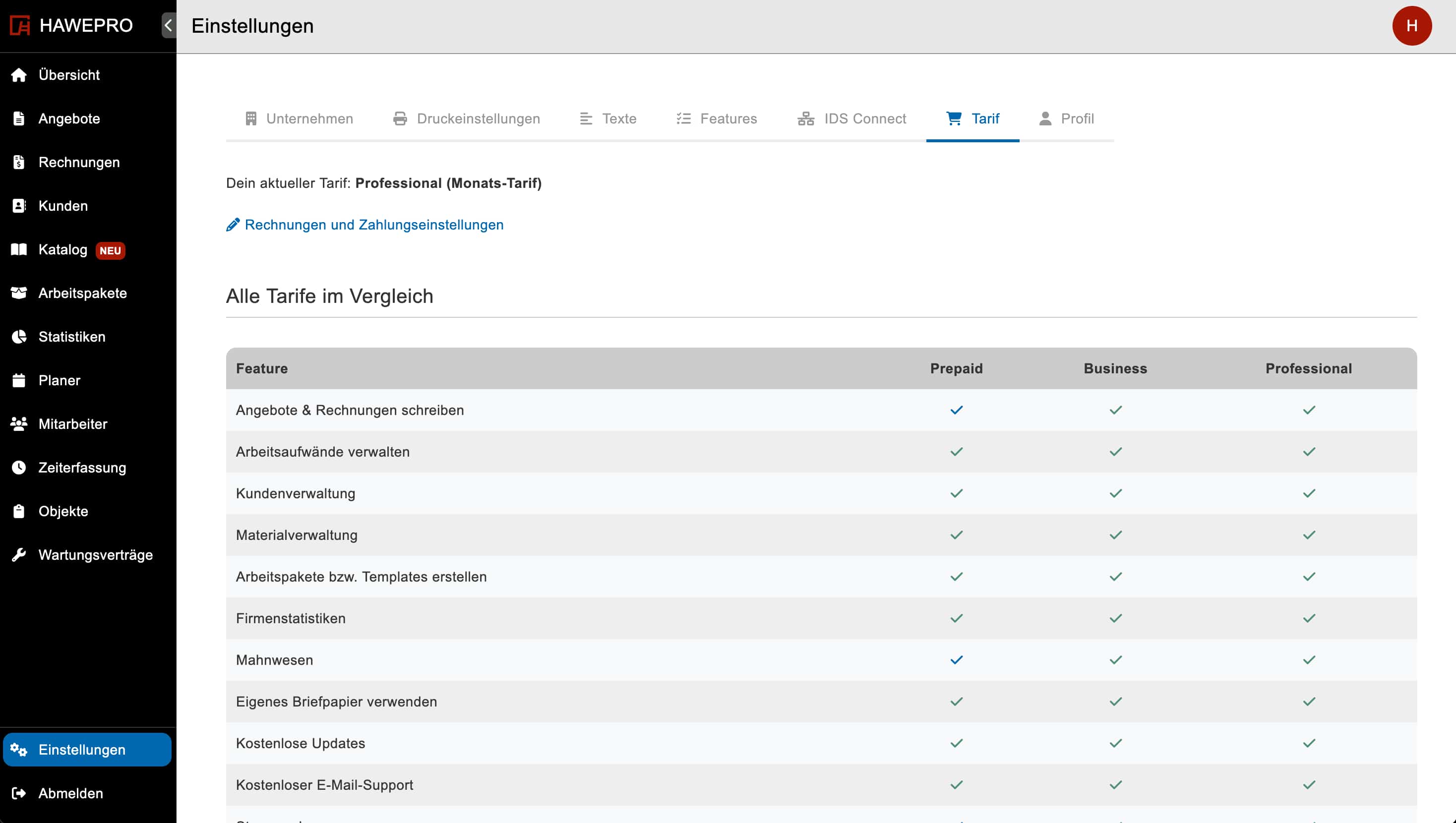 Rechnungen von Hawepro einsehen und herunterladen für dein persönliches Backup