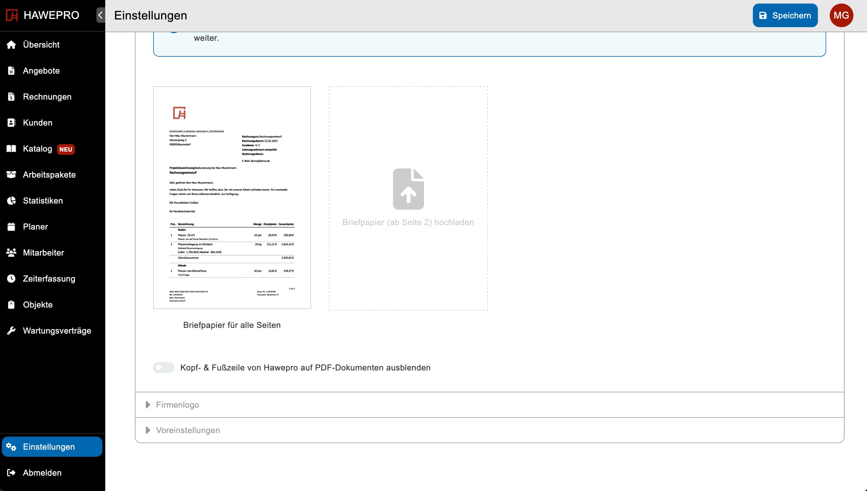 Briefpapier verwenden für professionelle Dokumente wie Angebote und Rechnungen