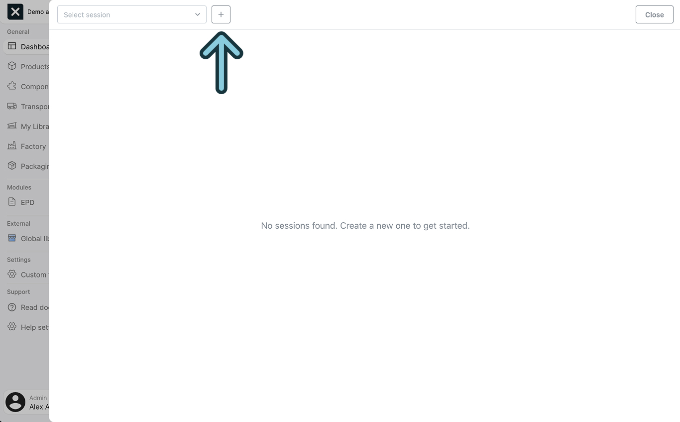 A screenshot of the EandoX platform showing users where to click to create a new Co-Pilot session.